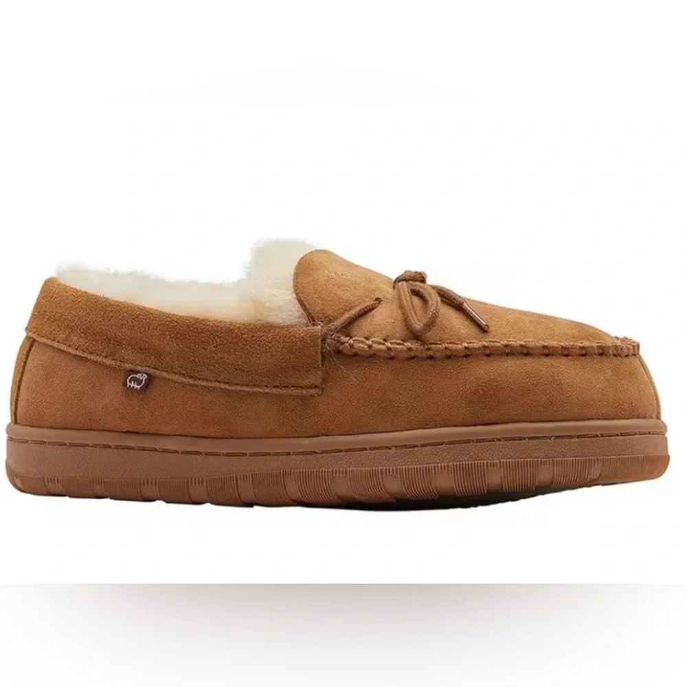 New! LAMO FOOTWEAR DOUBLEFACE MOCCASIN SLIPPERS IN CHESTNUT size 8